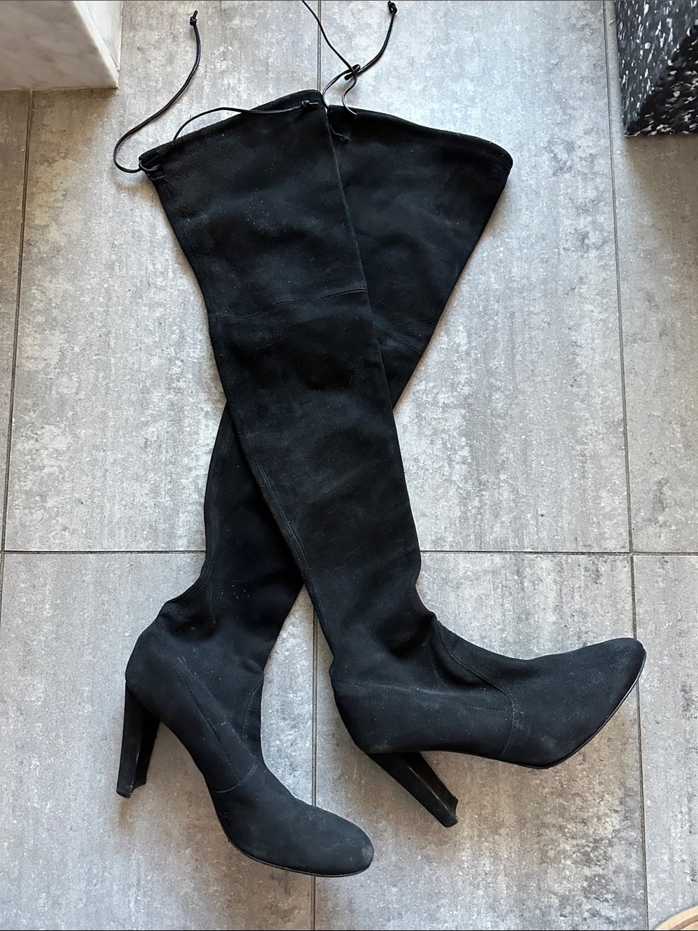 STUART WEIZMAN Black Over-the-Knee Suede High Heel Boots